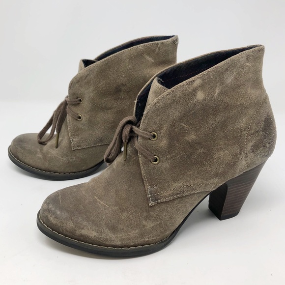 Clarks Shoes - clarks indigo heeled chukka booties taupe suede